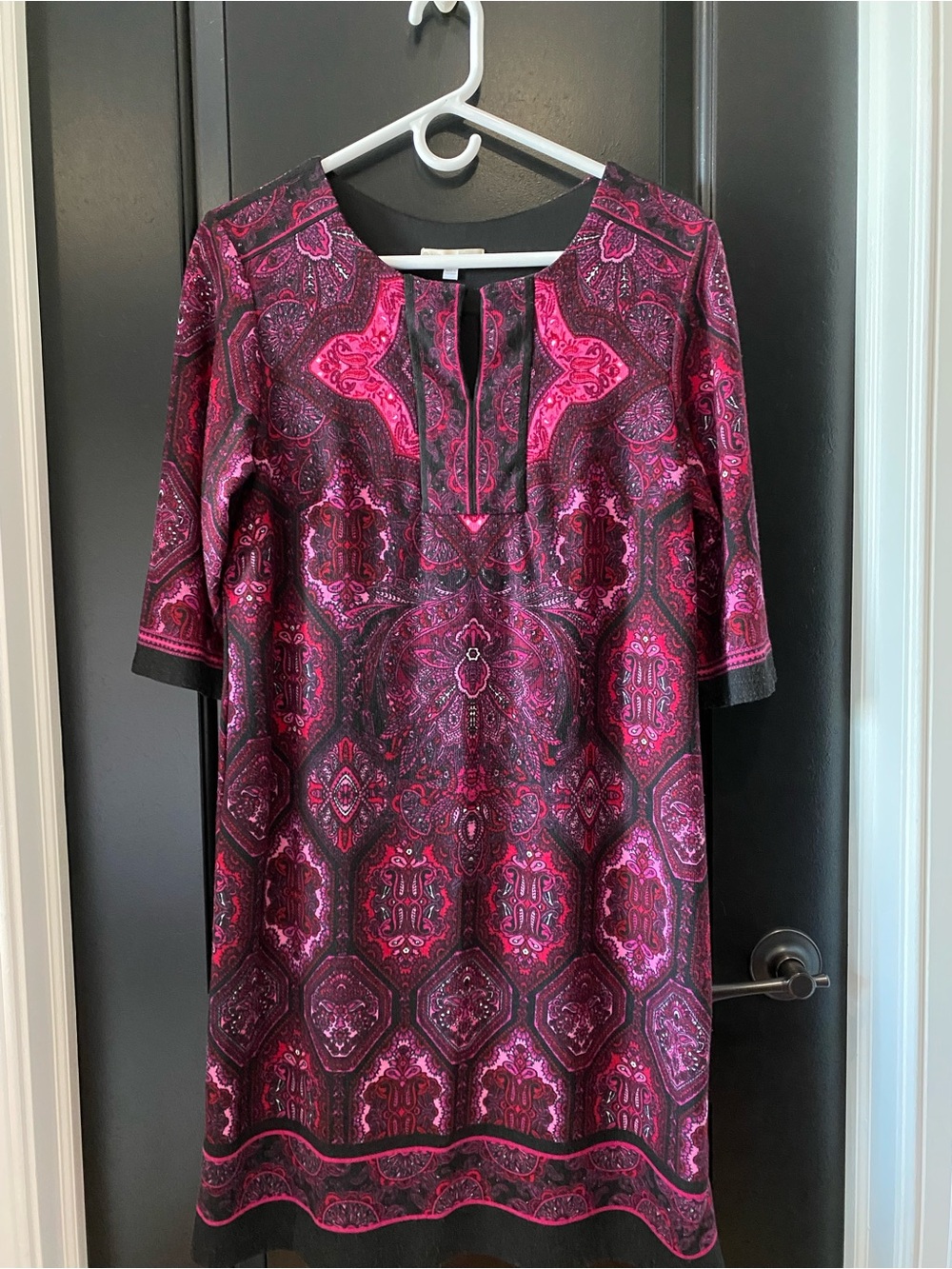 Dress Barn Pink and Black Paisley-Print Mini Dress